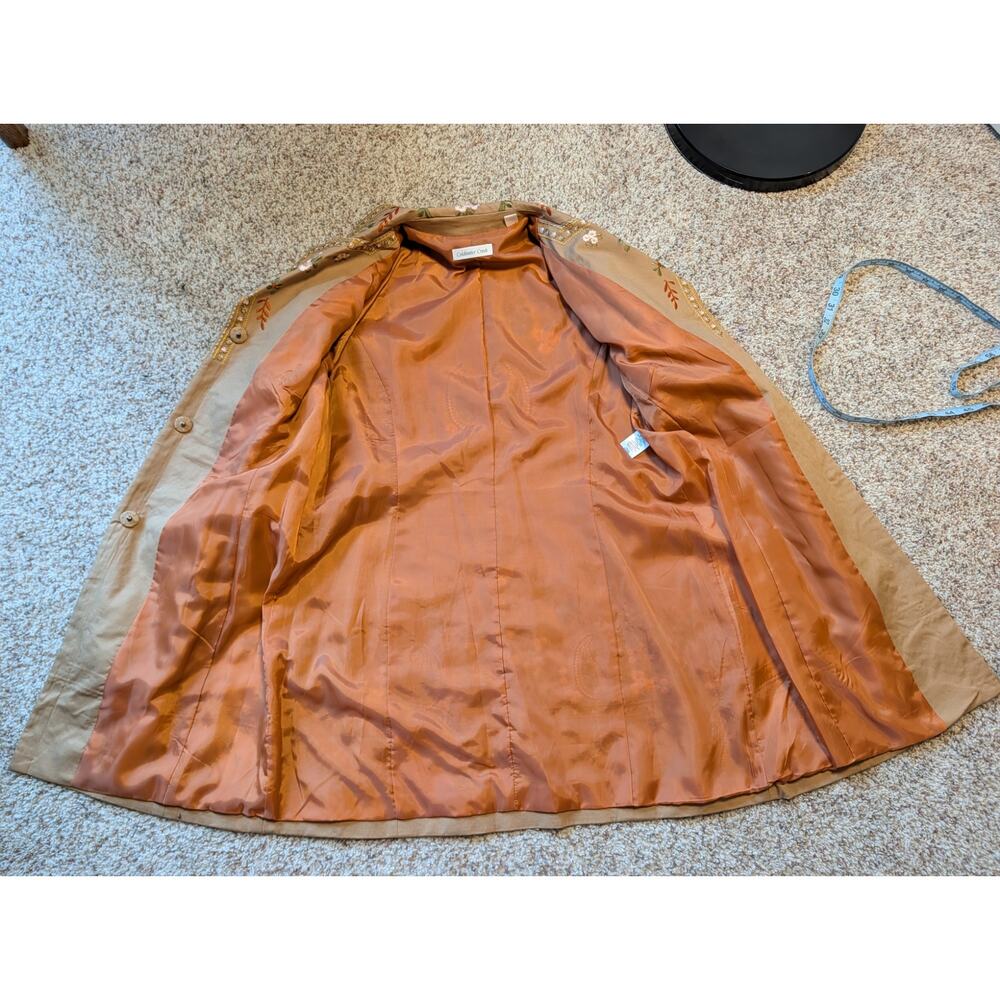 Coldwater Creek Jacket Womens 12 Tan Paisley Floral Embroidered Riding Coat NWT - Picture 7 of 16